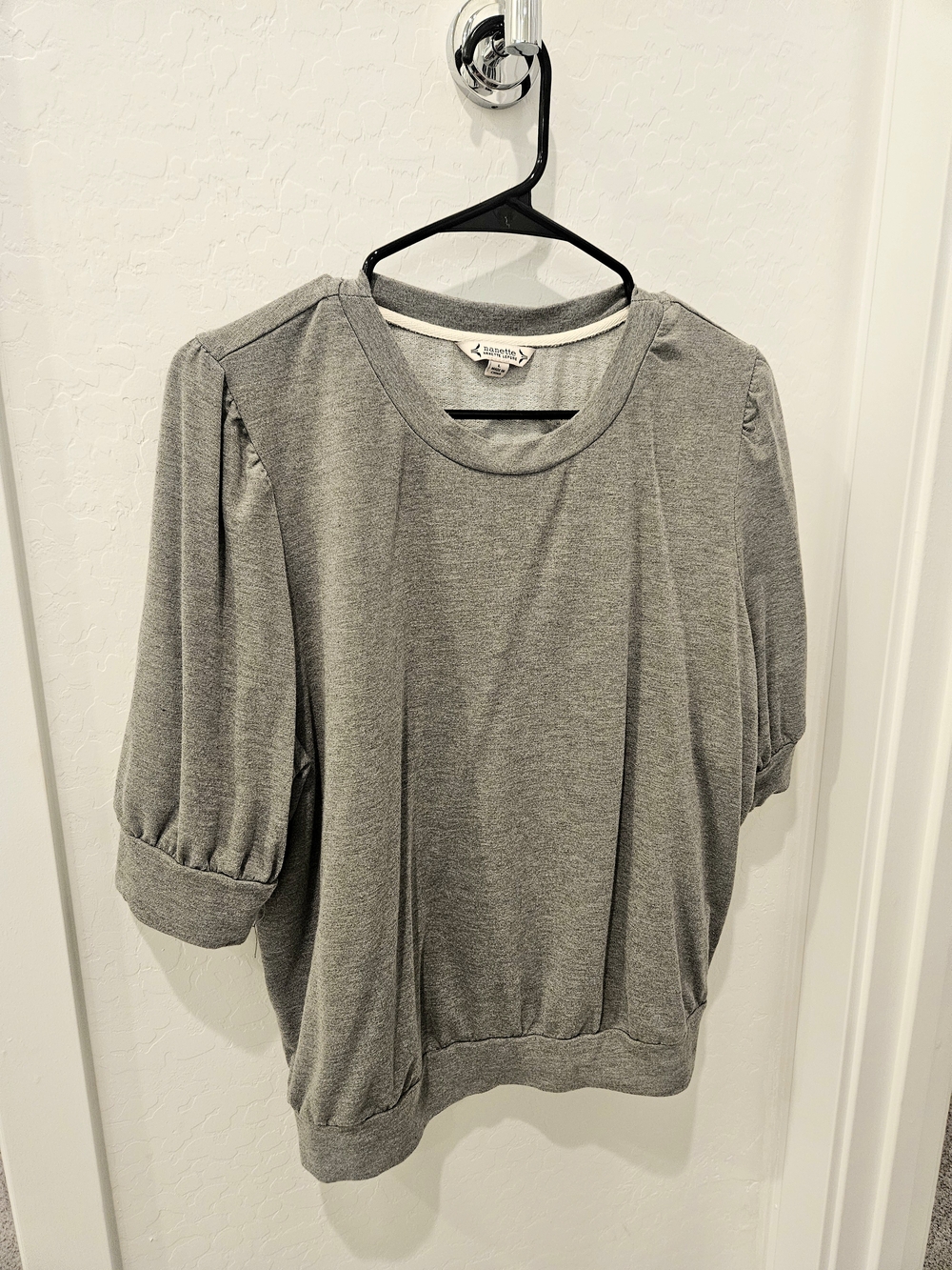 Heather Gray Puff Sleeve Sweatshirt Top